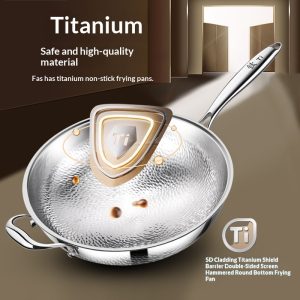 Uncoated Non-stick Pan With Fish-scale Hammered Titanium Finish
