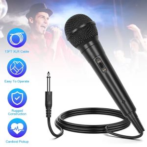 Handheld Wired Microphone Cardioid Dynamic Vocal Mic With On Off 13ft Cable 6.35 Mm Jack For Speaker Karaoke Ampilifier Mixer Professional Studio & Live Performance