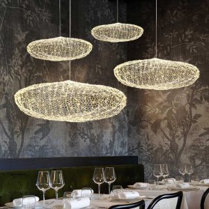Industrial-style Restaurant Chandelier Iron Mesh Cloud Lamp