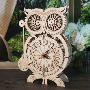 Sales Are Prohibited On The TEMU And SHEIN -MUSIC PARK 3D Wooden Puzzle Owl Clock Model Kits To Build Wooden Construction Handmade Craft Unique Christmas Gift