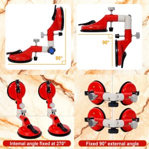 3-in-1 Adjustable Angles 90-270 Degrees Suction Cup Tool For Seam Joining,fixation,and Leveling, Professional Countertop Installation Tool,red Color