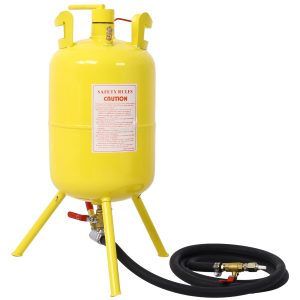 Portable 5-Gallons Air Sand Blaster Handle Sandblasting 5-Gal Air Media Abrasive Blasting Tank W Blast Gun, Yellow
