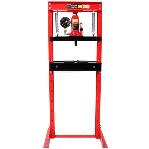 12Ton Bottle Jack Shop Press With Gauge, Bend, Straighten, Or Press Parts, Install Bearings, U-Joints, Bushings, Ball Joints, And Pulleys,RED
