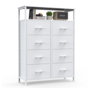 8-Drawer Fabric Dresser With Open Shelf, 45.9-inch Tall Storage Cabinet For Bedroom Closet Organization