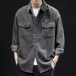 Corduroy Shirt For Men Plus-size And Oversized Shirt For Spring And Autumn