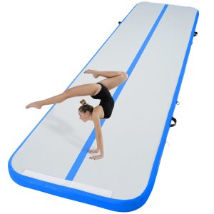 Gymnastics Air Mat, 4 Inch Thickness Inflatable Gymnastics Tumbling Mat, Tumble Track With Electric Pump, Training Mats For Home Use/Gym/Yoga/Cheerleading/Beach/Park/Water, 13 Ft, Blue