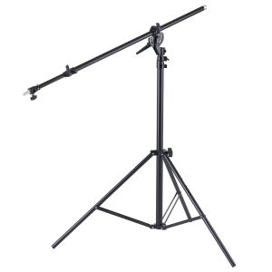 Air Cushioned Aluminum Light Stand, Max Height 12.8 Ft/390 Cm, Adjustable Photography Stand With Boom Arm, Sandbag, Max Load 5kg, 1/4 In Screw For Softbox, Studio Flash, Umbrella, Ring Light