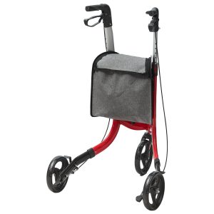 3 Wheels Rollator Walker For Seniors, Lightweight Aluminum Foldable Rolling Walker With Adjustable Handle, Outdoor Trio Mobility Walker With Large Wheels & Spacious Storage Bag, 260LBS Capacity