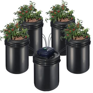RDWC Hydroponics System Recirculating Deep Water Culture 4 Buckets 5 Gal