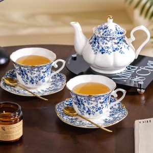 Blue-and-white Porcelain Coffee Cup And Saucer Set For Export To The UK