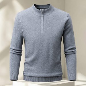 Men's Half-zip Knit Sweater Pullover Solid Color