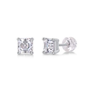 Unrestrained - Top-quality Moissanite S925 Silver And Platinum-plated Stud Earrings, A Fashionable And Trendy Accessory That Can Be Tested With A Diamond Pen In Gold Rose Gold