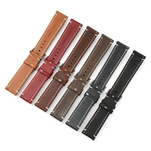 Oil-waxed Crazy-horse Vintage Color-changing Genuine Leather Watch Strap