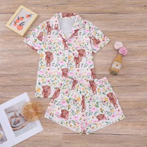 Women's Floral-print Short-sleeve Suit