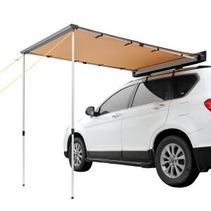 Car Side Awning, Large 4.6'x6.6' Shade Coverage Vehicle Awning, PU3000mm UV50+ Retractable Car Awning With Waterproof Storage Bag, Suitable For Truck, SUV, Van, Campers