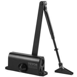 Door Closer, Automatic Door Closer Commercial Or Residential Use For Door Weights 100 Lbs, Adjustable Size Hydraulic Buffer Door Closers Heavy Duty Cast Aluminum Body, Easy Install, Black