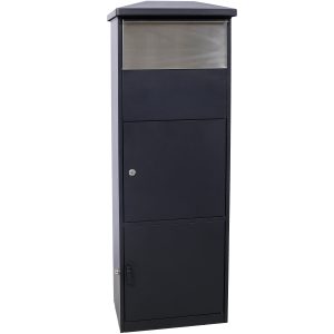 Large Package Delivery Parcel Mail Drop Box For Porch, Floor Lockable Drop Slot Mail Box With Parcel Compartment, Black