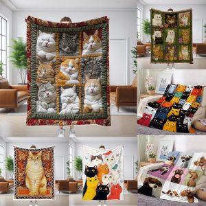 New Digital Single-sided Printed Air-conditioning Cat Sofa Blanket