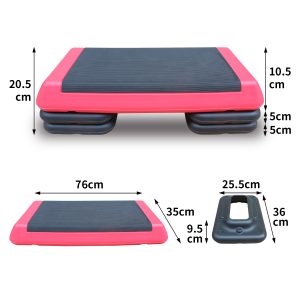 Adjustable Workout Aerobic Stepper In Fitness & Exercise Step Platform Trainer Red Black With 4 Risers