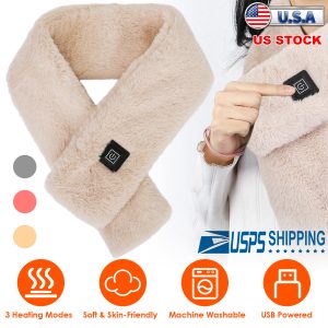 Electric Heated Scarf USB Heating Neck Wrap Unisex Winter Heated Neck Shawl Soft Warm Scarves With 3 Heating Modes