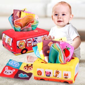 Infant And Toddler Chewable Pull Box Tissue Toy For 6 Month Old Babies
