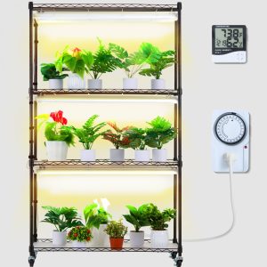 Plant Stand With Grow Light, 4 Tiers Plant Shelf With 3000K 180W LED Full Spectrum Light For Indoor Plants, Grow Light Shelf With Timer For Seed Starting 35.4" L  X 13.8" W X 59.1" H