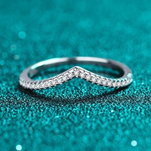 Mozanite 925 Sterling Silver Women's V-Shaped Crown Ring