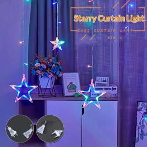 LED Curtain String Lights Decorative Colored Lights Featuring Large And Small Stars