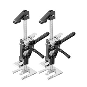 Labor Saving Arm Jack, 2 PCS 440 Lbs Bearing Capacity, Lifting Up To 6.5", Metal Hand Lifting Jack Tool With Magnetic Level, 2 Adjustment Modes, For Door, Window, Furniture, Woodworking, Black