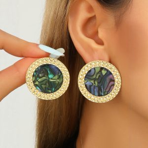 Fashion Women's Jewelry Copper Plated Real Gold Inlaid Acrylic Earrings