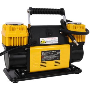 12V Dual Cylinder Heavy Duty Air Compressor,Tire Inflator With Pressure Gauge, Max 150 PS Tire Inflator Air For Car, SUV, RV, Truck