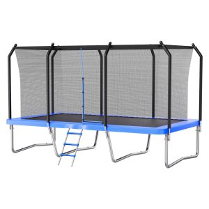 Outdoor Trampoline, 8 X 14FT Rectangle Trampoline, ASTM Approved  Recreational Trampolines With Enclosure Net, Max 265 Lbs Weight Capacity, Anti-Rust Rectangular Trampolines For Kids & Adults