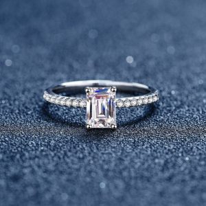 Fashion Square Rectangle Drop Zircon 925 Sterling Silver Ring