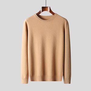 New Men's 100 Pure Wool Sweater, Crew Neck, Flat-knit Sweater