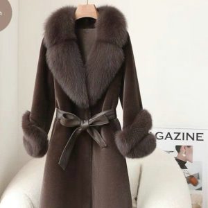 Thickened Faux Mink Coat With Large Fur Collar For Women
