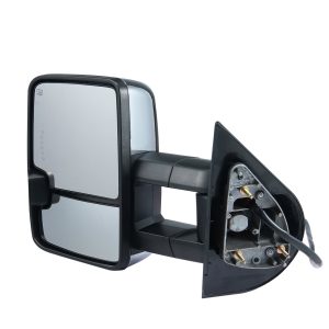 Towing Mirrors, Left & Right Pair Set For Chevrolet Silverado (2007-2014)/GMC/Cadillac, Power Heated Tow Mirror With Signal Light, Manual Controlling Telescoping Folding, Heating Defrost, Silver