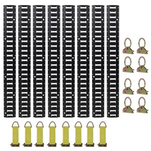 4ft E Track Tie-Down Rail Kit,Indoor E Track 4 8 Pack  For Garages, Vans, Trailers, Motorcycle Tie Downs, ATV Mountings, 8 X Steel O-Ring Anchors And 8 X Rope Tie Offs,Heavy Loads UP To 2,000lbs