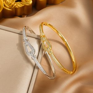 Versatile Full Diamond Horseshoe Buckle Simple Bracelet