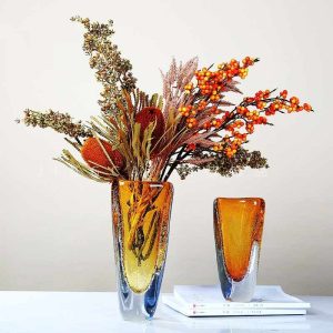 Minimalist Modern Amber-colored Glass Vase