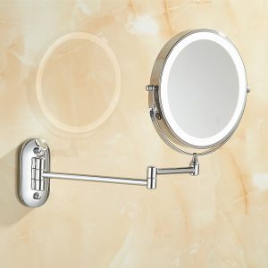 8-inch Folding LED Makeup Mirror, Wall-mounted Dressing Mirror
