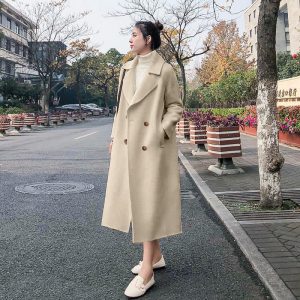 Petite Women's Wool Coat With Notched Lapel