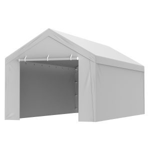 Carport Replacement Canopy Cover Top & Side Wall 10 X 20 Ft, Garage Tent Shelter Tarp Heavy-Duty Waterproof & UV Protected, Easy Installation With Ball Bungees,Grey Frame Not Included