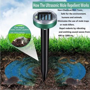 4x Solar Ultrasonic Deterrent Repeller Pest Scarer Mole Rat Garden Repellent Fox