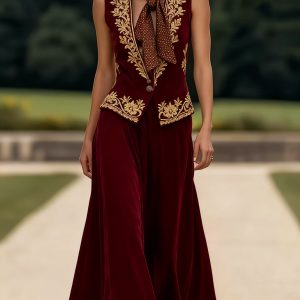 Women's Sleeveless Suit Collar Button-down Casual Skirt Suit