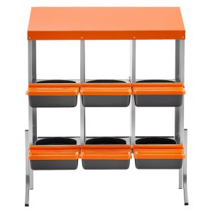 Chicken Nesting Boxes, 6 Compartments, With Support Legs, Easy Egg Collection, Galvanized Steel And High-Strength Plastic, Roll Away Nesting Boxes For Chickens And Hens Laying Eggs, Orange