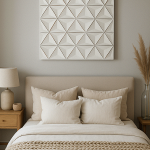 White Square Shape Handcrafted MDF Wall Decor 16inchx16inch Elegant Home Accent