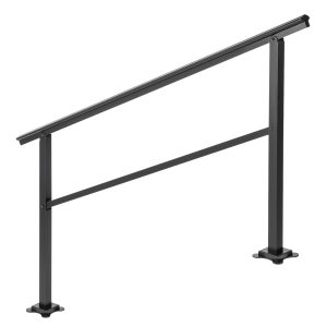 Outdoor Handrail 165LBS Load Handrail Outdoor Stairs Aluminum Stair Handrail 60 X 35" Outdoor Stair Railing Transitional Range From 0 To 30° Staircase Handrail Fits 4-5 Steps With Screw Kit