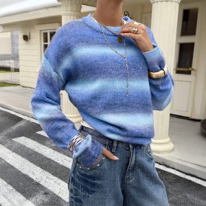Casual Color-block Knit Sweater For Women