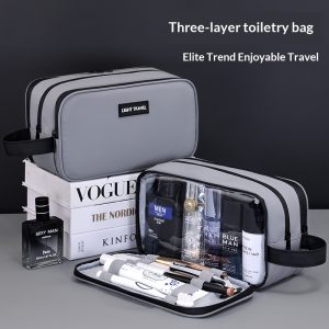 Three-layer Large-capacity Men's Toiletry Bag Travel Portable High-end Cosmetic Storage Bag
