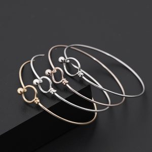 Minimalist Heart-Knot Metal Open-End Bracelet
